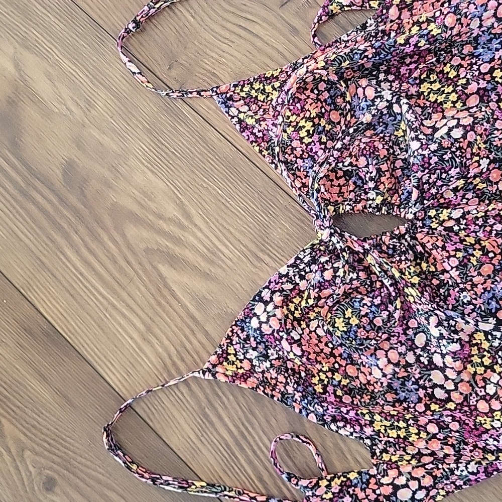 H&M Colorful Sleeveless Midi Length Floral Dress, Size Small - Picture 3 of 8